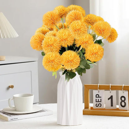 18 PCS Artificial Dandelion Flowers with Stems, 15 Inch Plastic Fake Flower Plants Look Real Decorative Floral Bouquet for Baby Shower Party Wedding Arrangements DIY, White