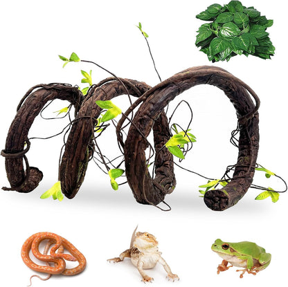 Extra Large Reptile Vines Thick Terrarium Plants 78 Inches Long Flexible Climbing Branch with Leaves Snake Tank Accessories Greenery Habitat Decor for Bearded Dragon Chameleon Gecko Lizard