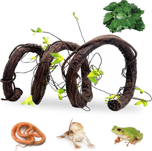 Extra Large Reptile Vines Thick Terrarium Plants 78 Inches Long Flexible Climbing Branch with Leaves Snake Tank Accessories Greenery Habitat Decor for Bearded Dragon Chameleon Gecko Lizard