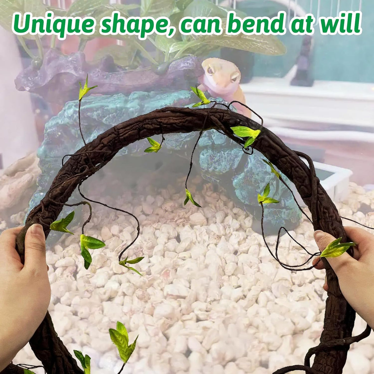 Extra Large Reptile Vines Thick Terrarium Plants 78 Inches Long Flexible Climbing Branch with Leaves Snake Tank Accessories Greenery Habitat Decor for Bearded Dragon Chameleon Gecko Lizard
