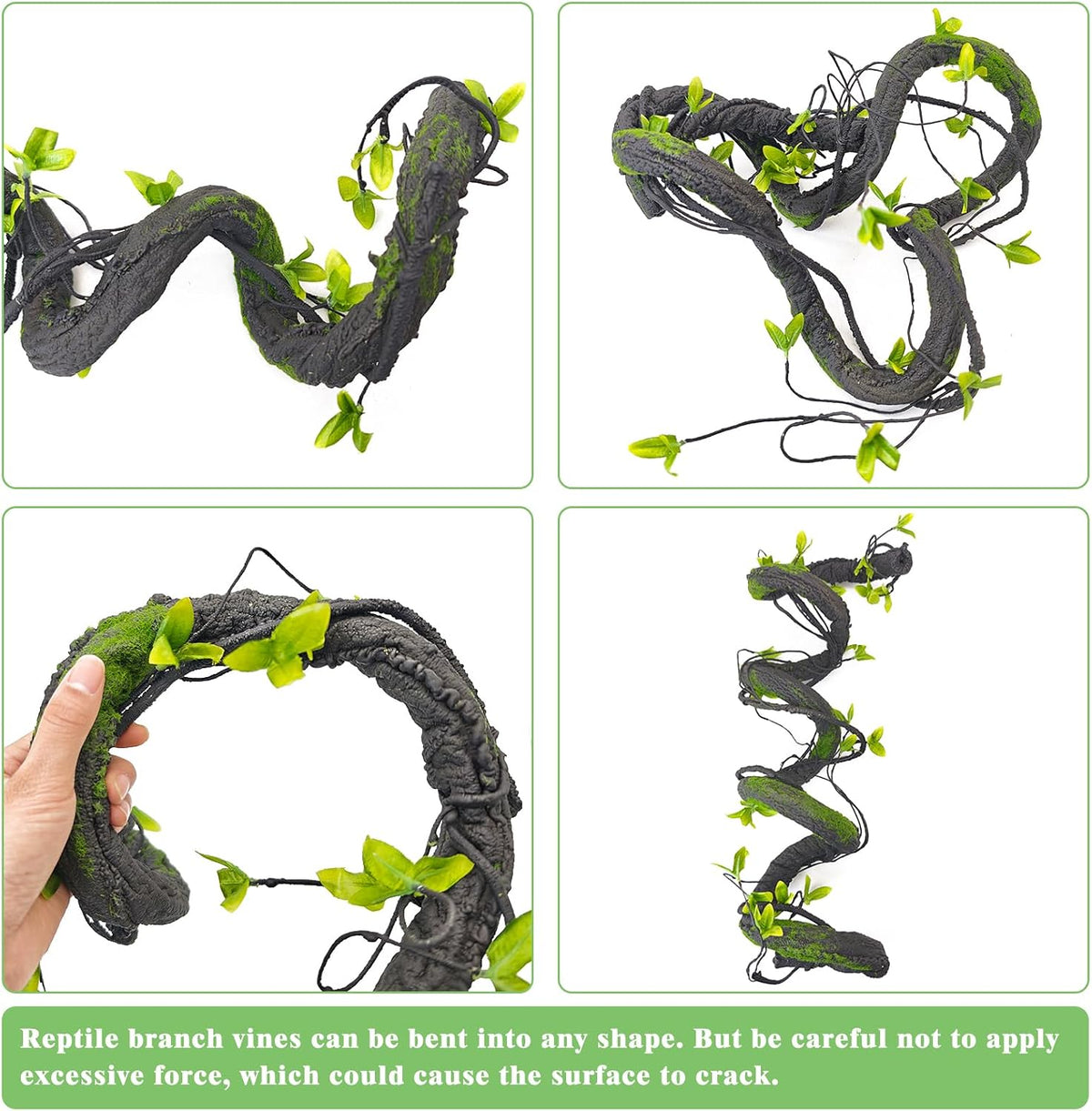 Extra Large Reptile Vines Thick Terrarium Plants 78 Inches Long Flexible Climbing Branch with Leaves Snake Tank Accessories Greenery Habitat Decor for Bearded Dragon Chameleon Gecko Lizard