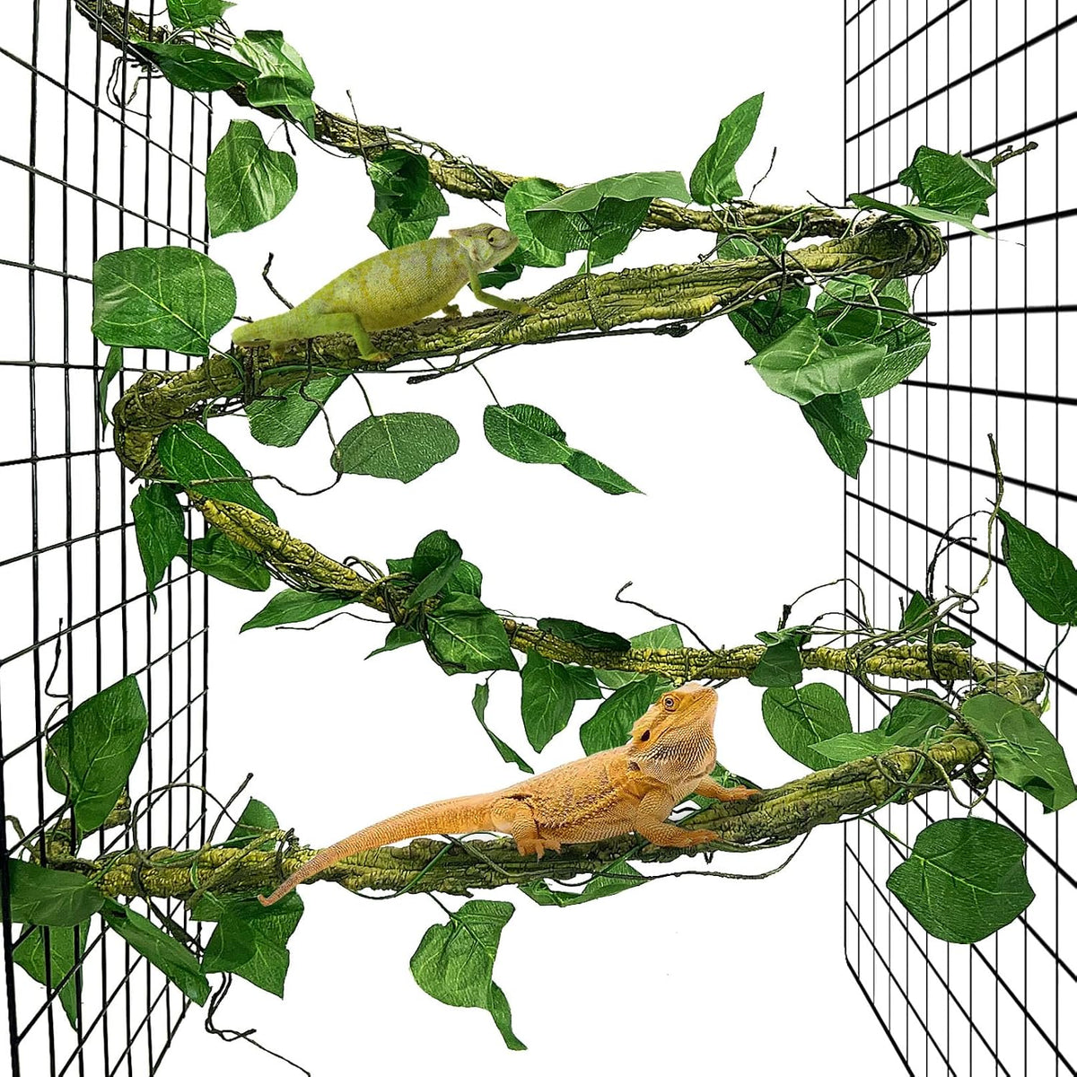 Extra Large Reptile Vines Thick Terrarium Plants 78 Inches Long Flexible Climbing Branch with Leaves Snake Tank Accessories Greenery Habitat Decor for Bearded Dragon Chameleon Gecko Lizard