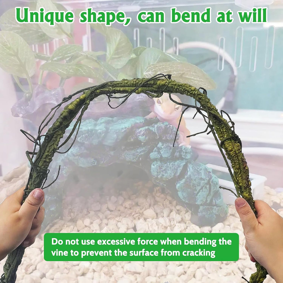 Extra Large Reptile Vines Thick Terrarium Plants 78 Inches Long Flexible Climbing Branch with Leaves Snake Tank Accessories Greenery Habitat Decor for Bearded Dragon Chameleon Gecko Lizard