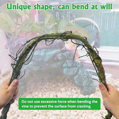 Extra Large Reptile Vines Thick Terrarium Plants 78 Inches Long Flexible Climbing Branch with Leaves Snake Tank Accessories Greenery Habitat Decor for Bearded Dragon Chameleon Gecko Lizard