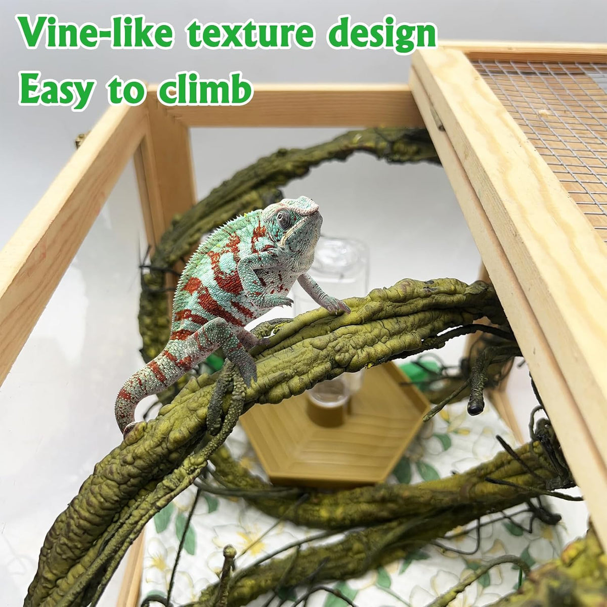 Extra Large Reptile Vines Thick Terrarium Plants 78 Inches Long Flexible Climbing Branch with Leaves Snake Tank Accessories Greenery Habitat Decor for Bearded Dragon Chameleon Gecko Lizard