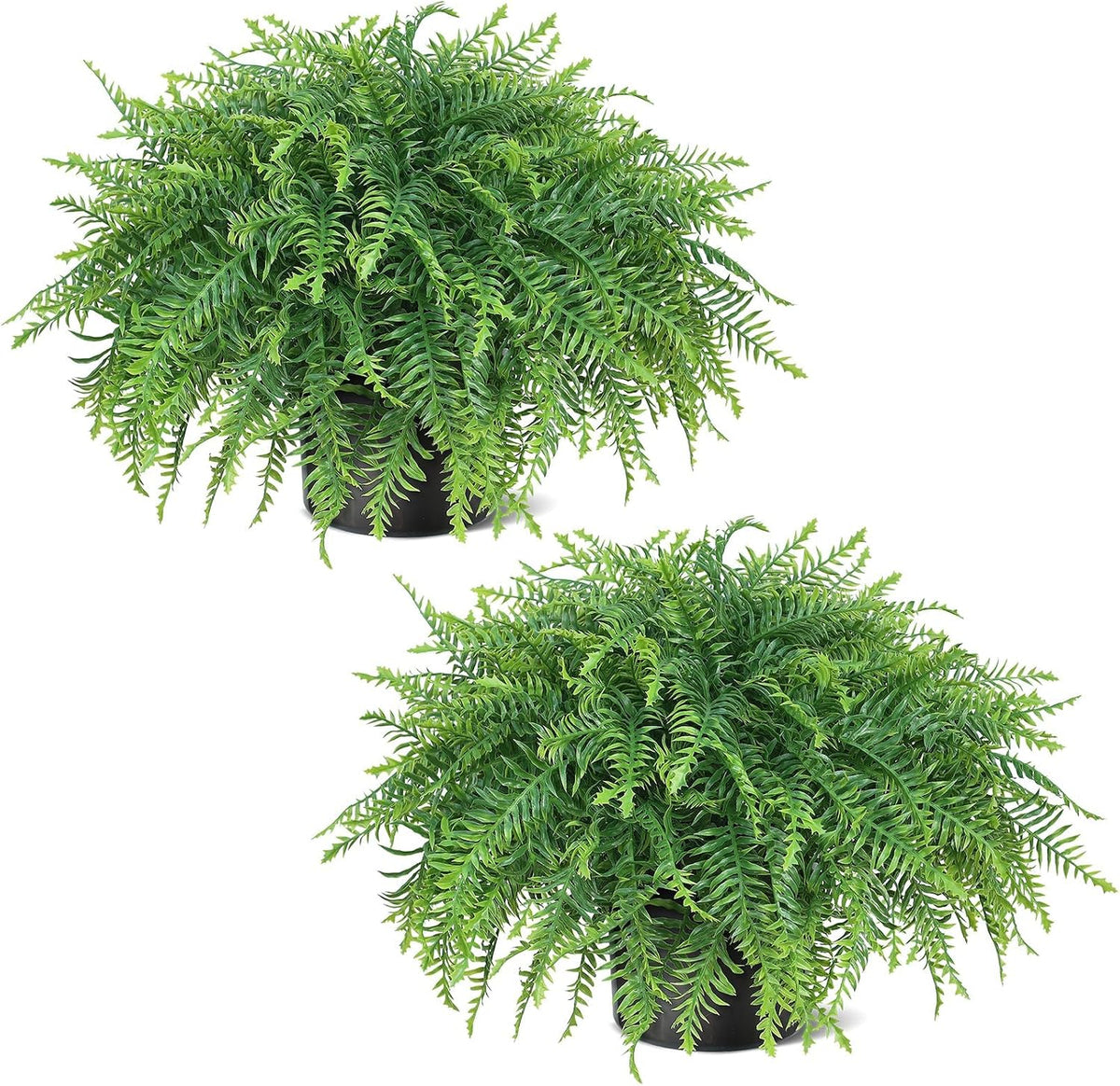 2 Sets Artificial Boston Ferns Topiary Plants for Front Porch Decor(Green)
