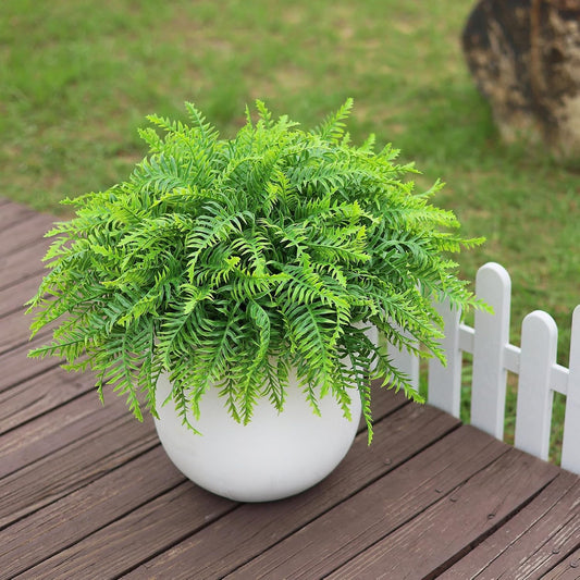 2 Sets Artificial Boston Ferns Topiary Plants for Front Porch Decor(Green)