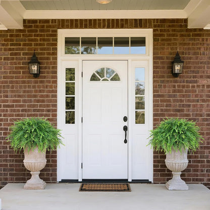 2 Sets Artificial Boston Ferns Topiary Plants for Front Porch Decor(Green)