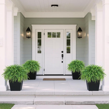 2 Sets Artificial Boston Ferns Topiary Plants for Front Porch Decor(Green)