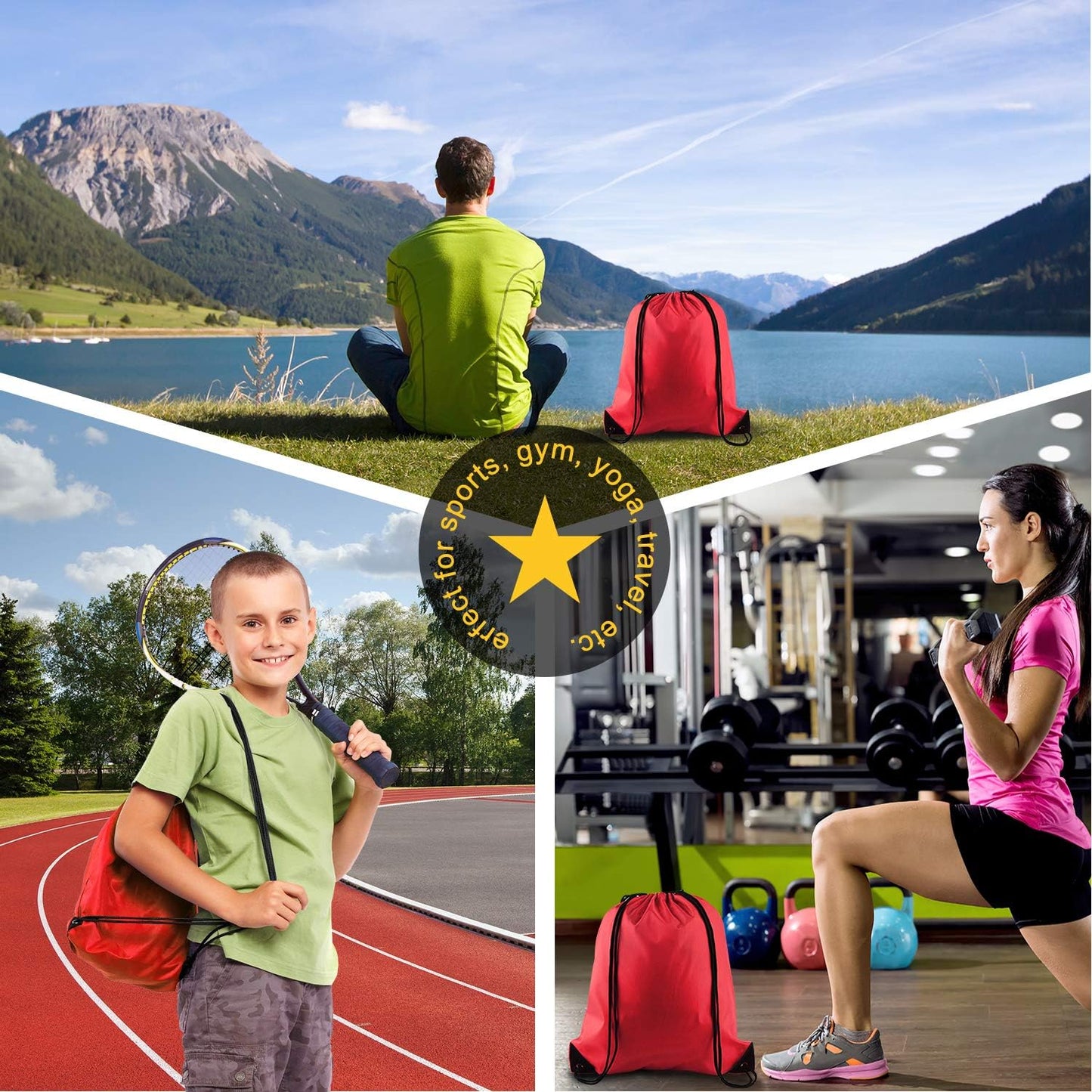 25Pcs Yellow Drawstring Bags - String Backpacks for Gym, Sport, Traveling