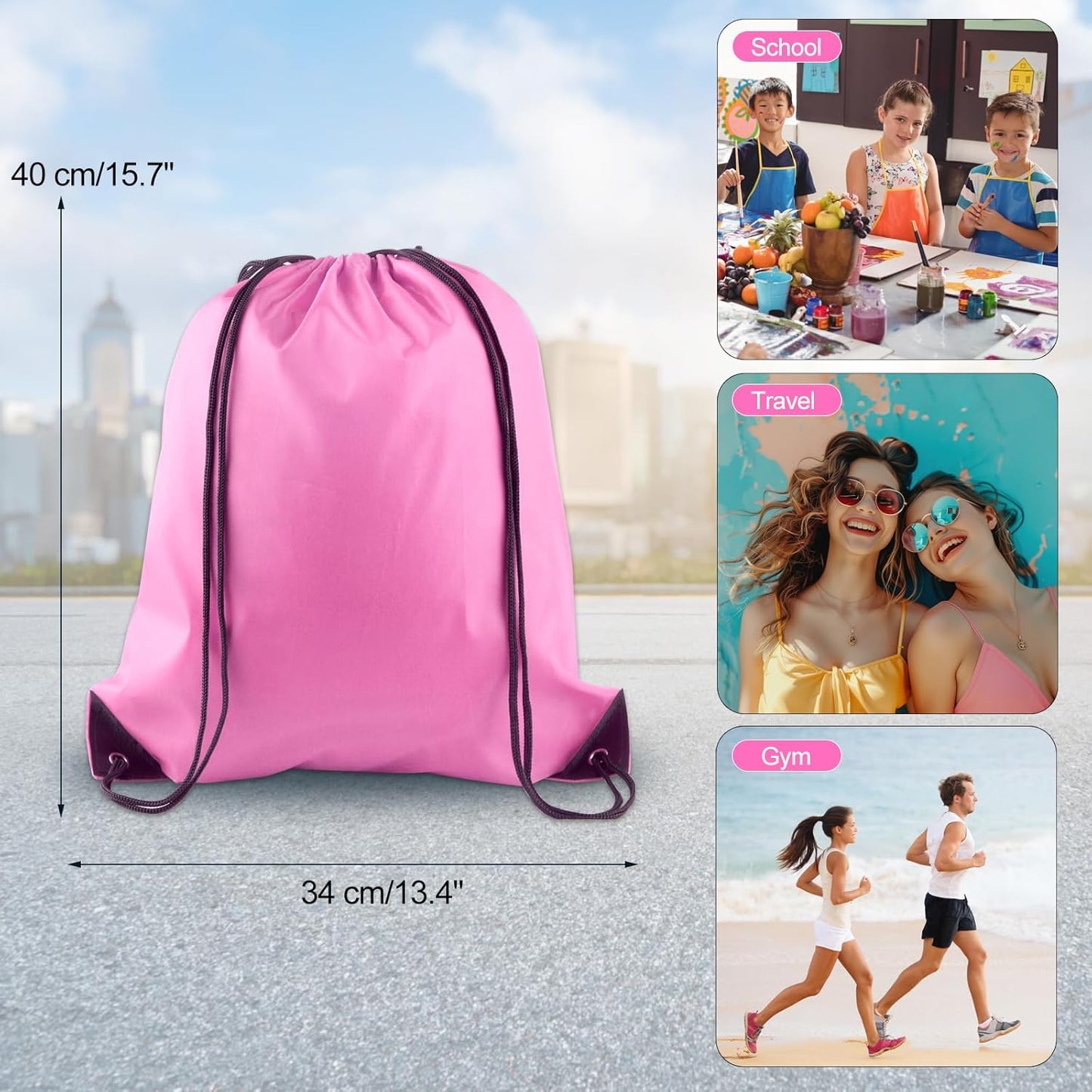 25Pcs Yellow Drawstring Bags - String Backpacks for Gym, Sport, Traveling