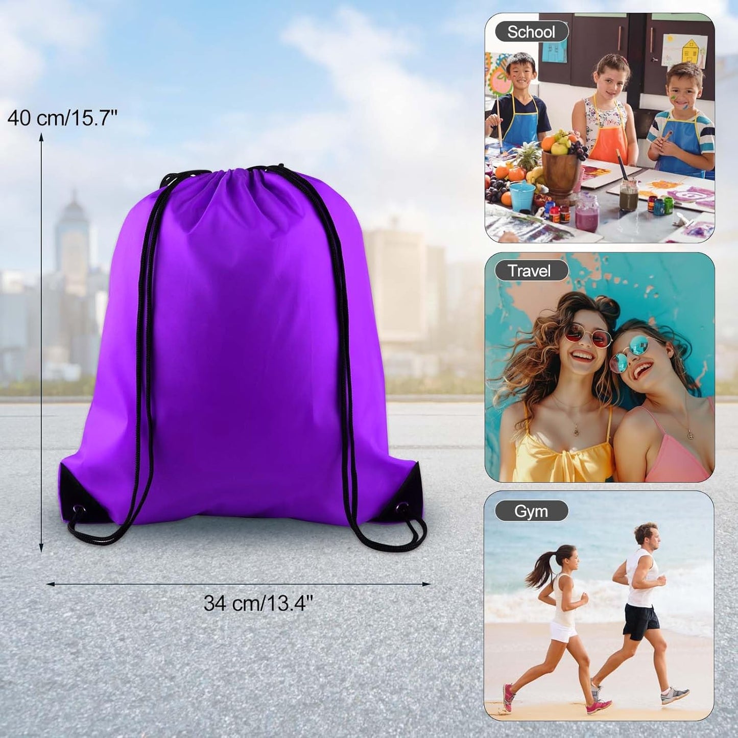 25Pcs Yellow Drawstring Bags - String Backpacks for Gym, Sport, Traveling
