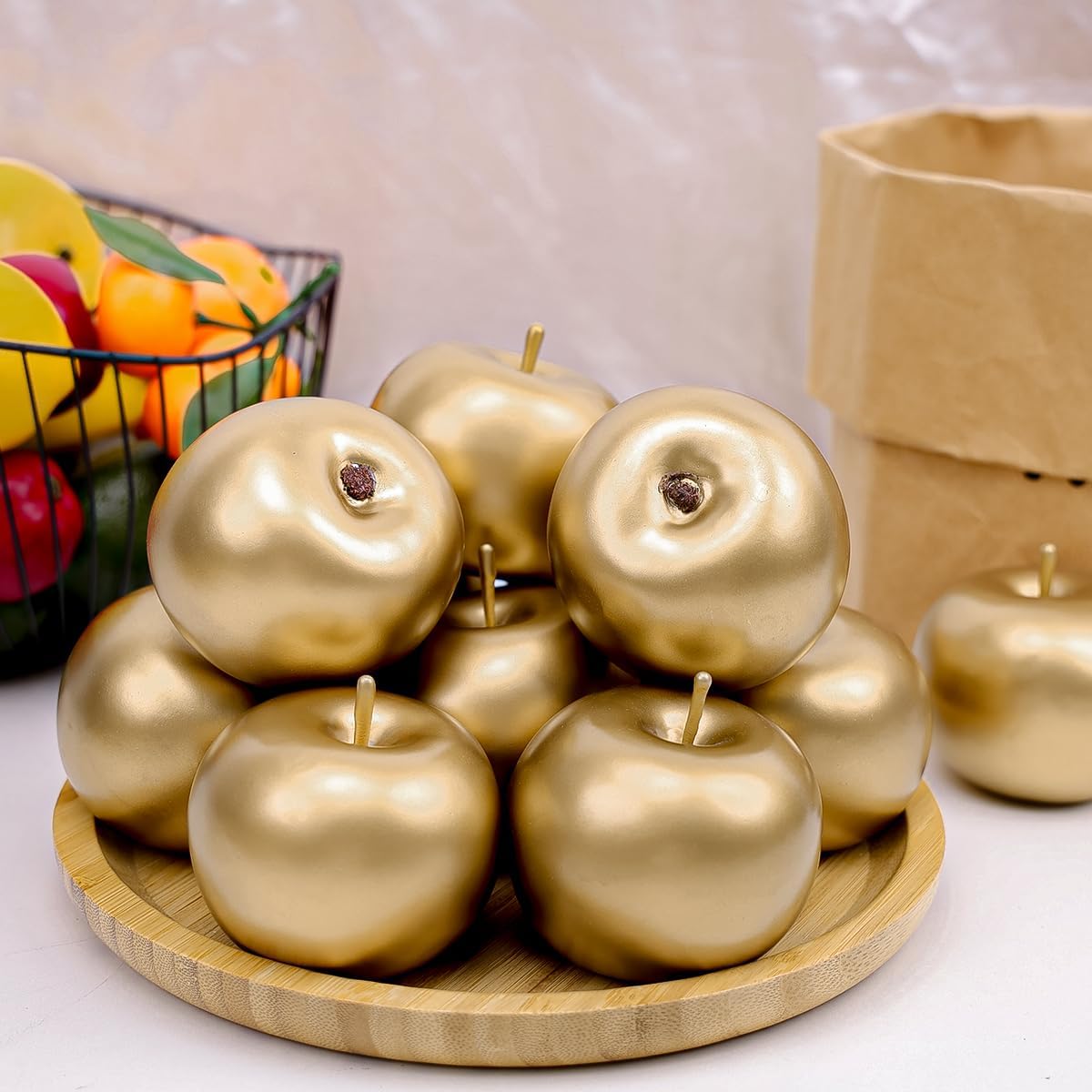 6pcs Artificial Peach Decoration Fake Nectarine Fruit Display Faux Lifelike Fruits Ornament Home Party Kitchen Christmas