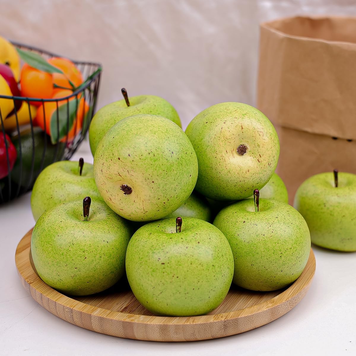 6pcs Artificial Peach Decoration Fake Nectarine Fruit Display Faux Lifelike Fruits Ornament Home Party Kitchen Christmas
