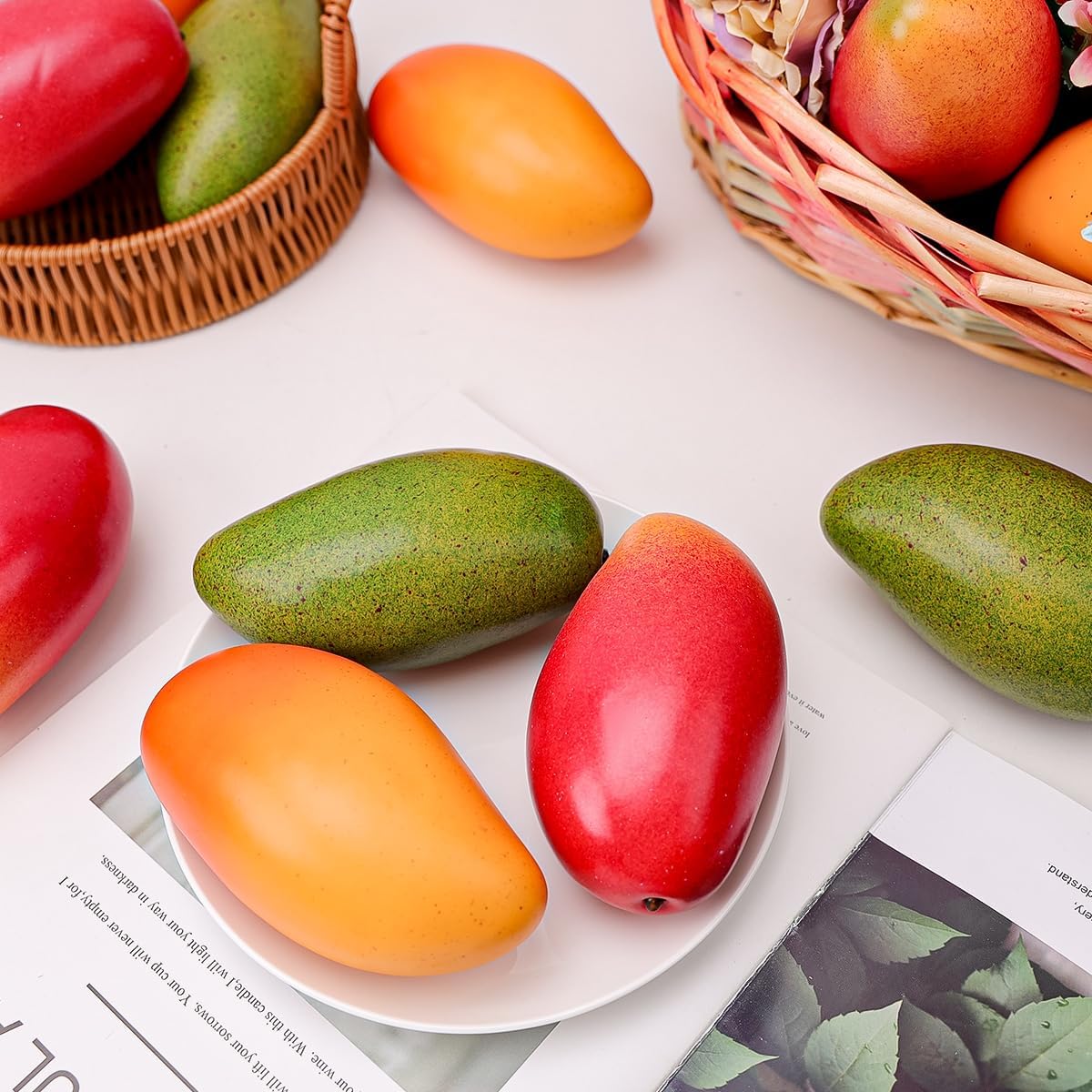 6pcs Artificial Peach Decoration Fake Nectarine Fruit Display Faux Lifelike Fruits Ornament Home Party Kitchen Christmas