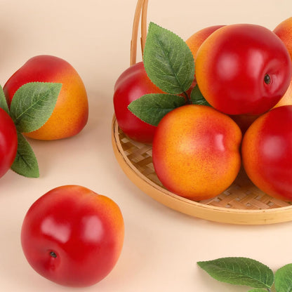 6pcs Artificial Peach Decoration Fake Nectarine Fruit Display Faux Lifelike Fruits Ornament Home Party Kitchen Christmas
