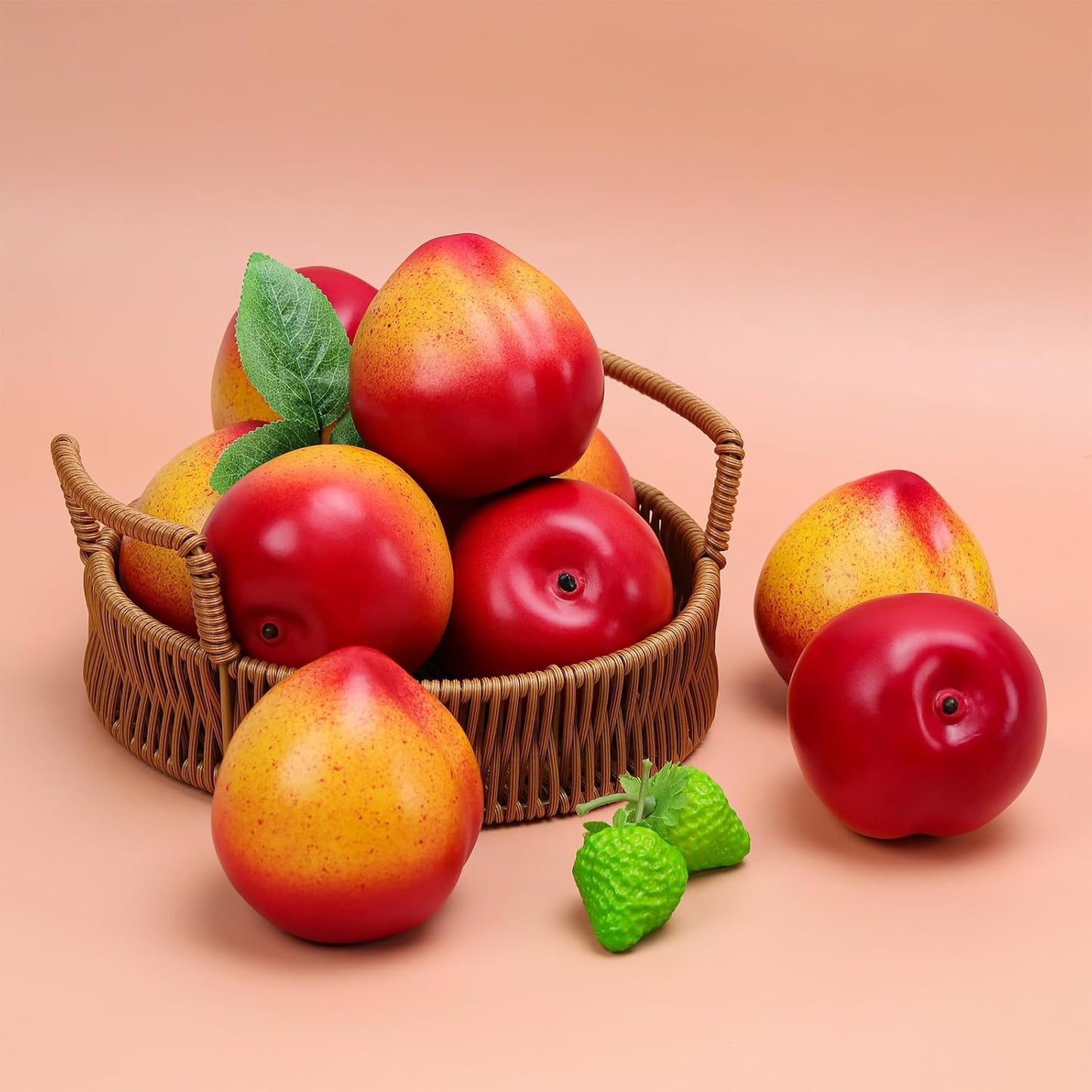 6pcs Artificial Peach Decoration Fake Nectarine Fruit Display Faux Lifelike Fruits Ornament Home Party Kitchen Christmas