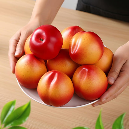 6pcs Artificial Peach Decoration Fake Nectarine Fruit Display Faux Lifelike Fruits Ornament Home Party Kitchen Christmas