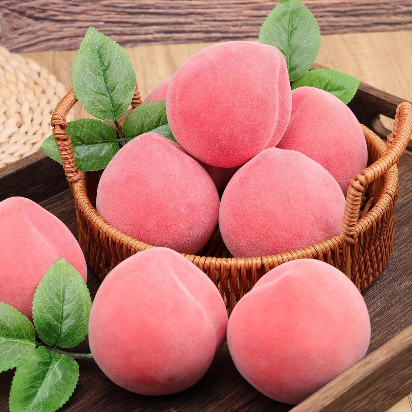 6pcs Artificial Peach Decoration Fake Nectarine Fruit Display Faux Lifelike Fruits Ornament Home Party Kitchen Christmas