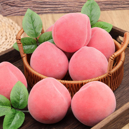 6pcs Artificial Peach Decoration Fake Nectarine Fruit Display Faux Lifelike Fruits Ornament Home Party Kitchen Christmas