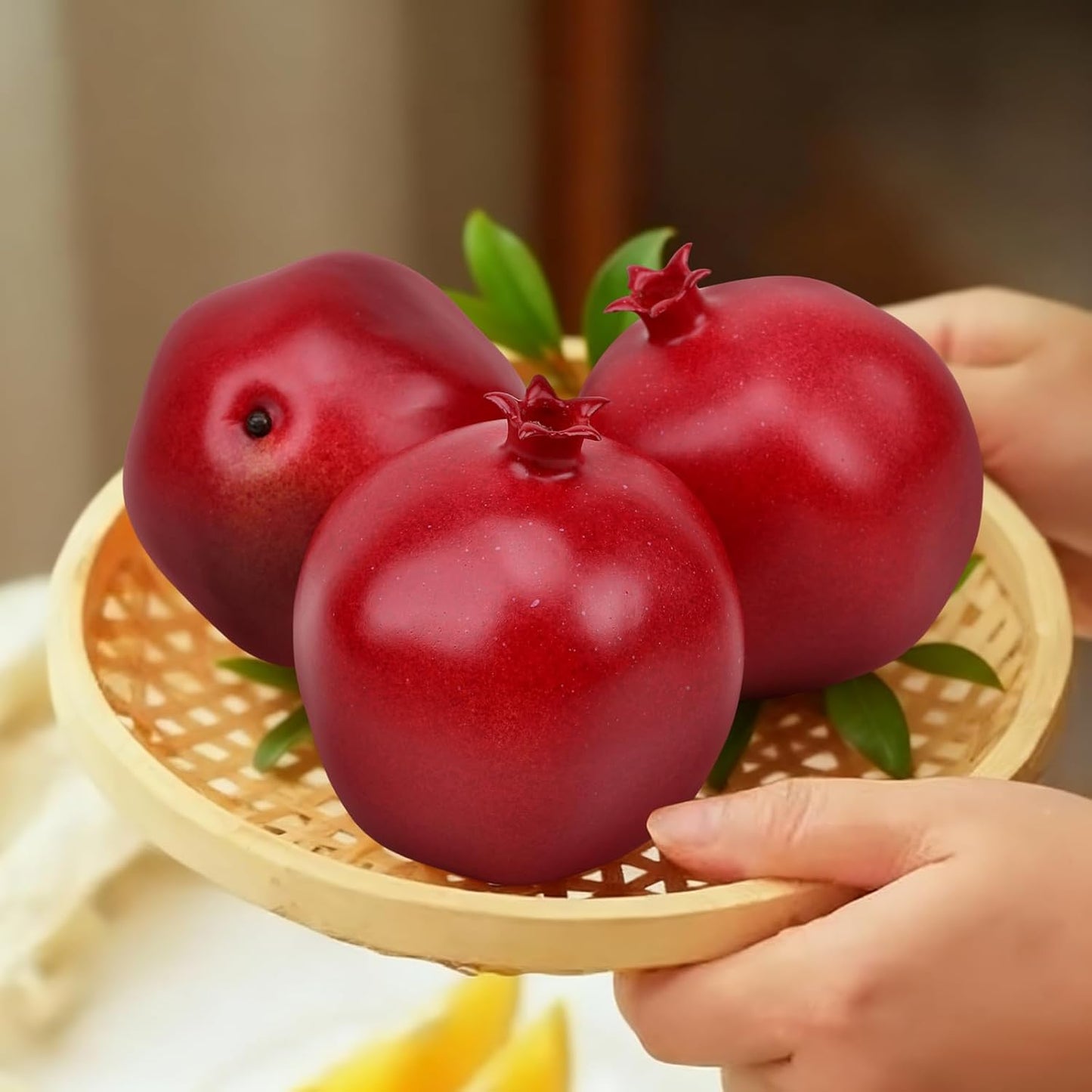 6pcs Artificial Peach Decoration Fake Nectarine Fruit Display Faux Lifelike Fruits Ornament Home Party Kitchen Christmas