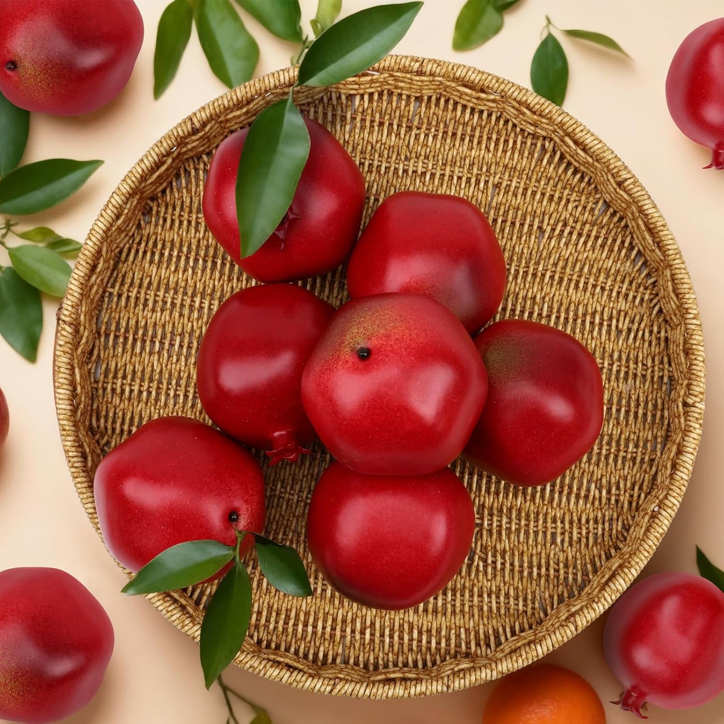 6pcs Artificial Peach Decoration Fake Nectarine Fruit Display Faux Lifelike Fruits Ornament Home Party Kitchen Christmas