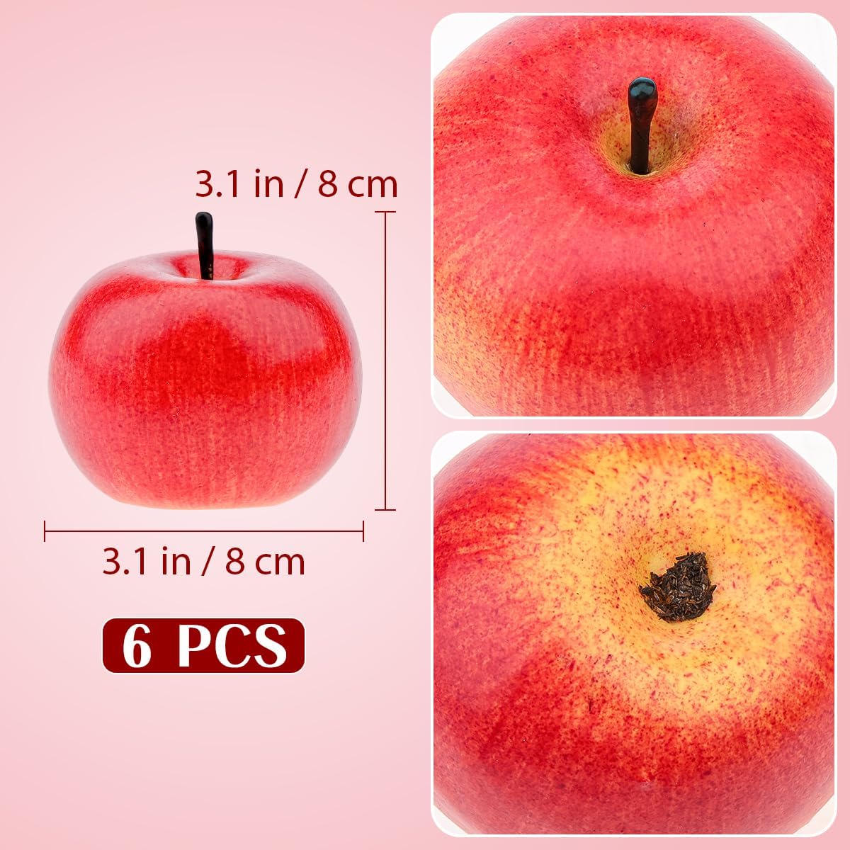 6pcs Artificial Peach Decoration Fake Nectarine Fruit Display Faux Lifelike Fruits Ornament Home Party Kitchen Christmas