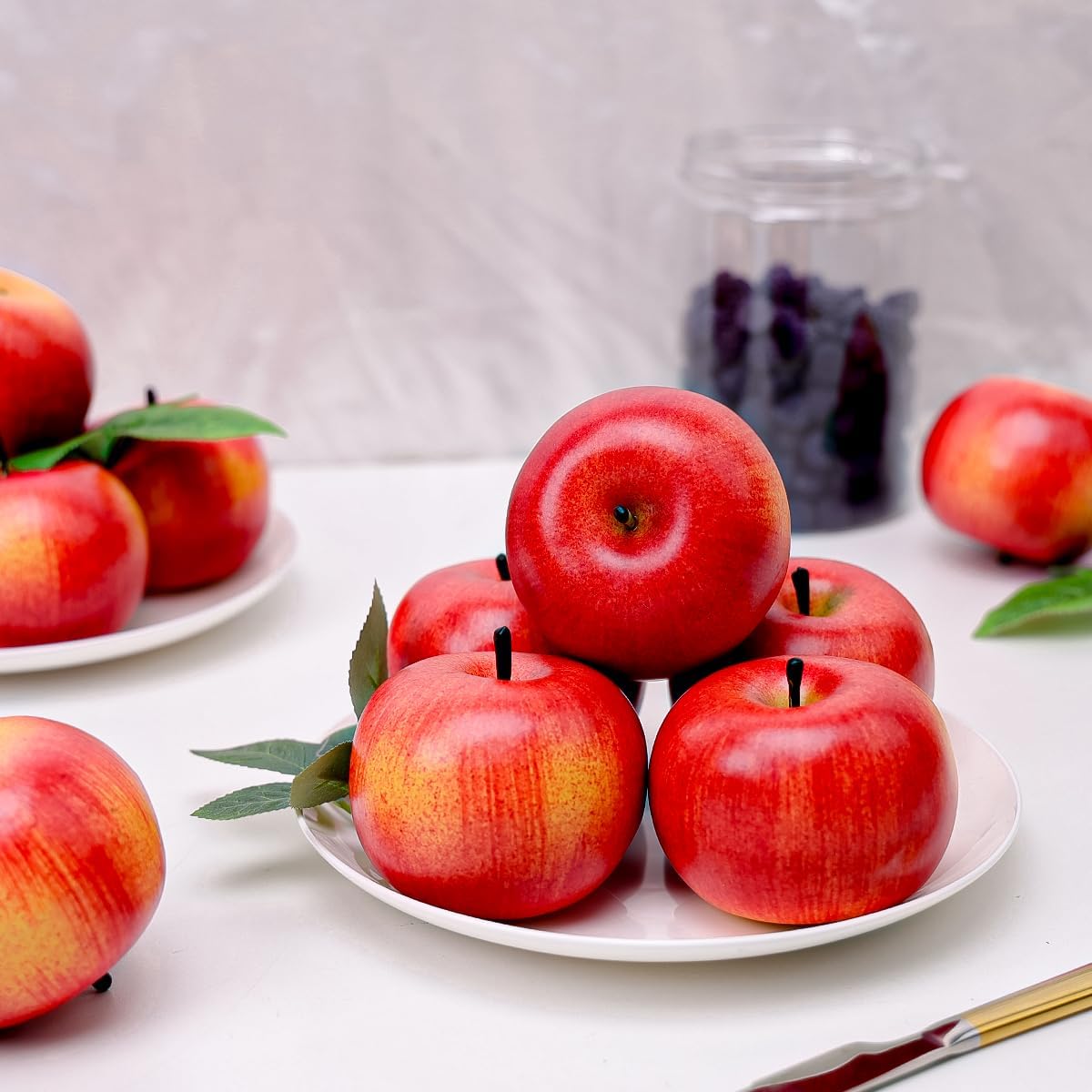 6pcs Artificial Peach Decoration Fake Nectarine Fruit Display Faux Lifelike Fruits Ornament Home Party Kitchen Christmas