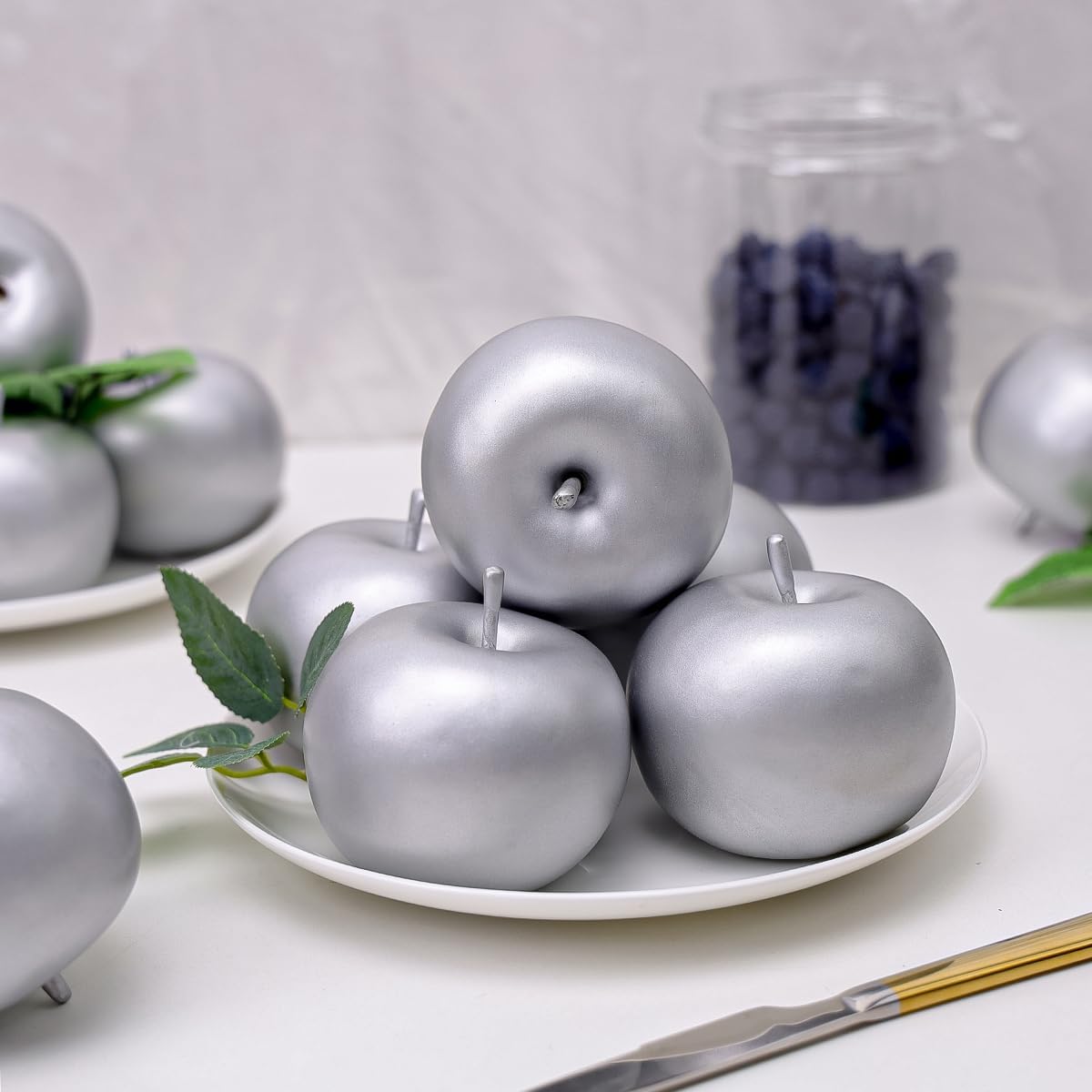 6pcs Artificial Peach Decoration Fake Nectarine Fruit Display Faux Lifelike Fruits Ornament Home Party Kitchen Christmas
