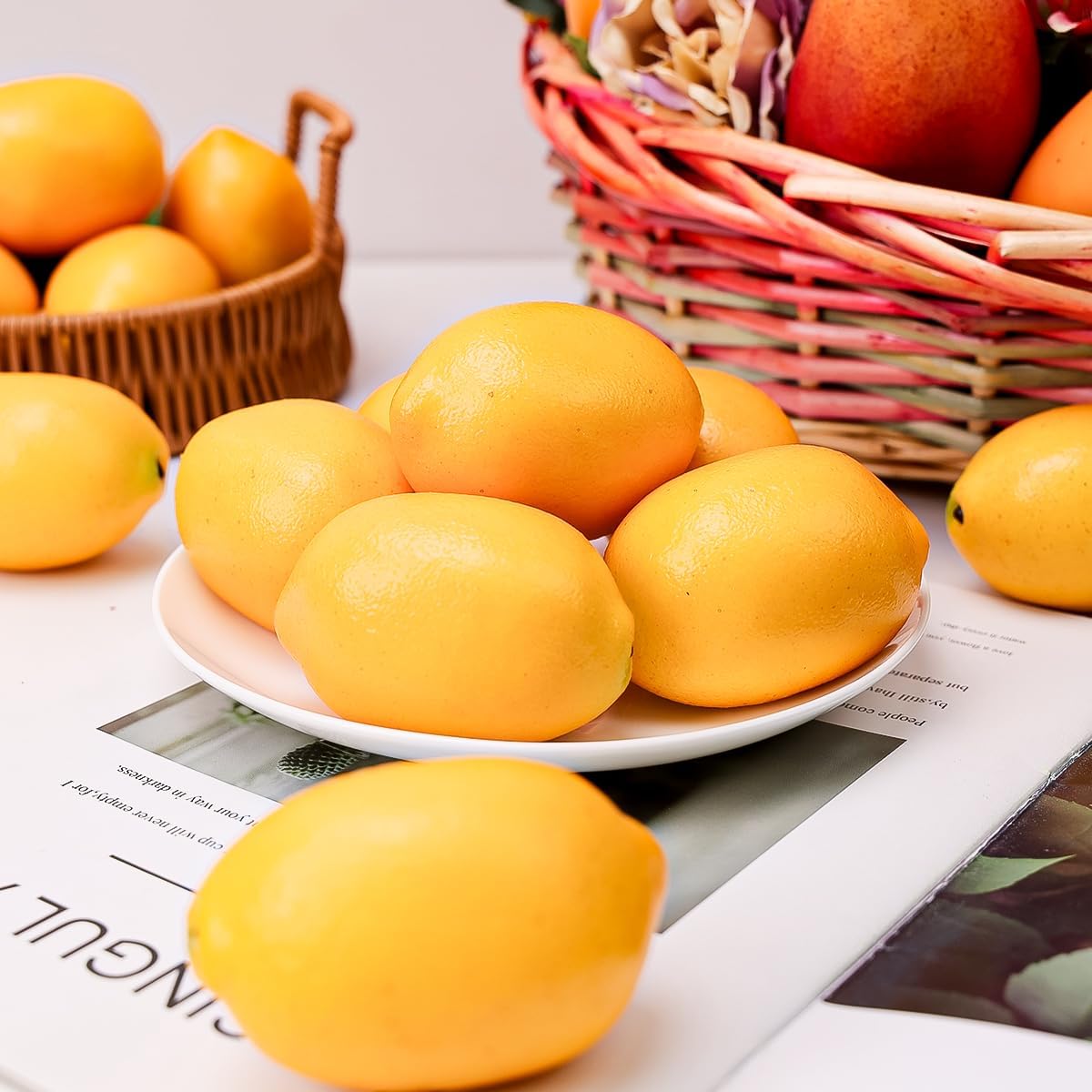 6pcs Artificial Peach Decoration Fake Nectarine Fruit Display Faux Lifelike Fruits Ornament Home Party Kitchen Christmas