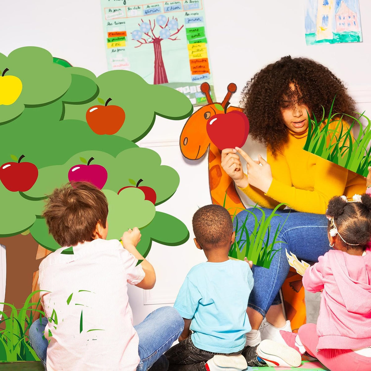 Apple Tree Bulletin Board Fall Cutout Classroom Church, Red