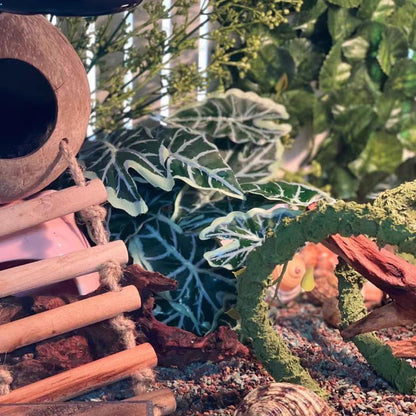 Fake Reptile Plants for Terrarium,Habitat Decor,Artificial Plant | Reptile Terrarium Decor,Fake Plants with Base for Bearded Dragon Gecko Tortoise Snake Tank Accessories-Monstera