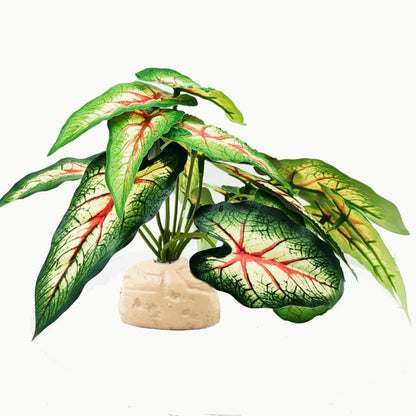 Fake Reptile Plants for Terrarium,Habitat Decor,Artificial Plant | Reptile Terrarium Decor,Fake Plants with Base for Bearded Dragon Gecko Tortoise Snake Tank Accessories-Monstera