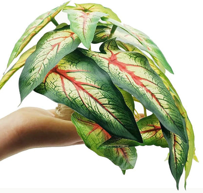 Fake Reptile Plants for Terrarium,Habitat Decor,Artificial Plant | Reptile Terrarium Decor,Fake Plants with Base for Bearded Dragon Gecko Tortoise Snake Tank Accessories-Monstera