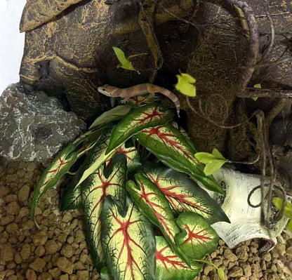 Fake Reptile Plants for Terrarium,Habitat Decor,Artificial Plant | Reptile Terrarium Decor,Fake Plants with Base for Bearded Dragon Gecko Tortoise Snake Tank Accessories-Monstera