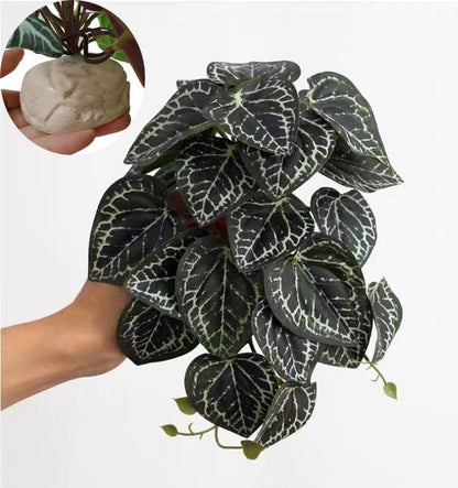 Fake Reptile Plants for Terrarium,Habitat Decor,Artificial Plant | Reptile Terrarium Decor,Fake Plants with Base for Bearded Dragon Gecko Tortoise Snake Tank Accessories-Monstera