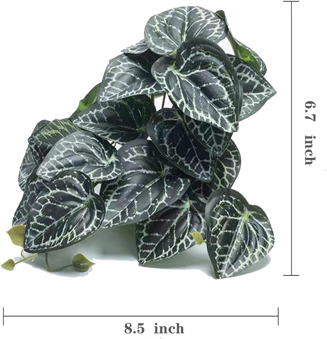 Fake Reptile Plants for Terrarium,Habitat Decor,Artificial Plant | Reptile Terrarium Decor,Fake Plants with Base for Bearded Dragon Gecko Tortoise Snake Tank Accessories-Monstera