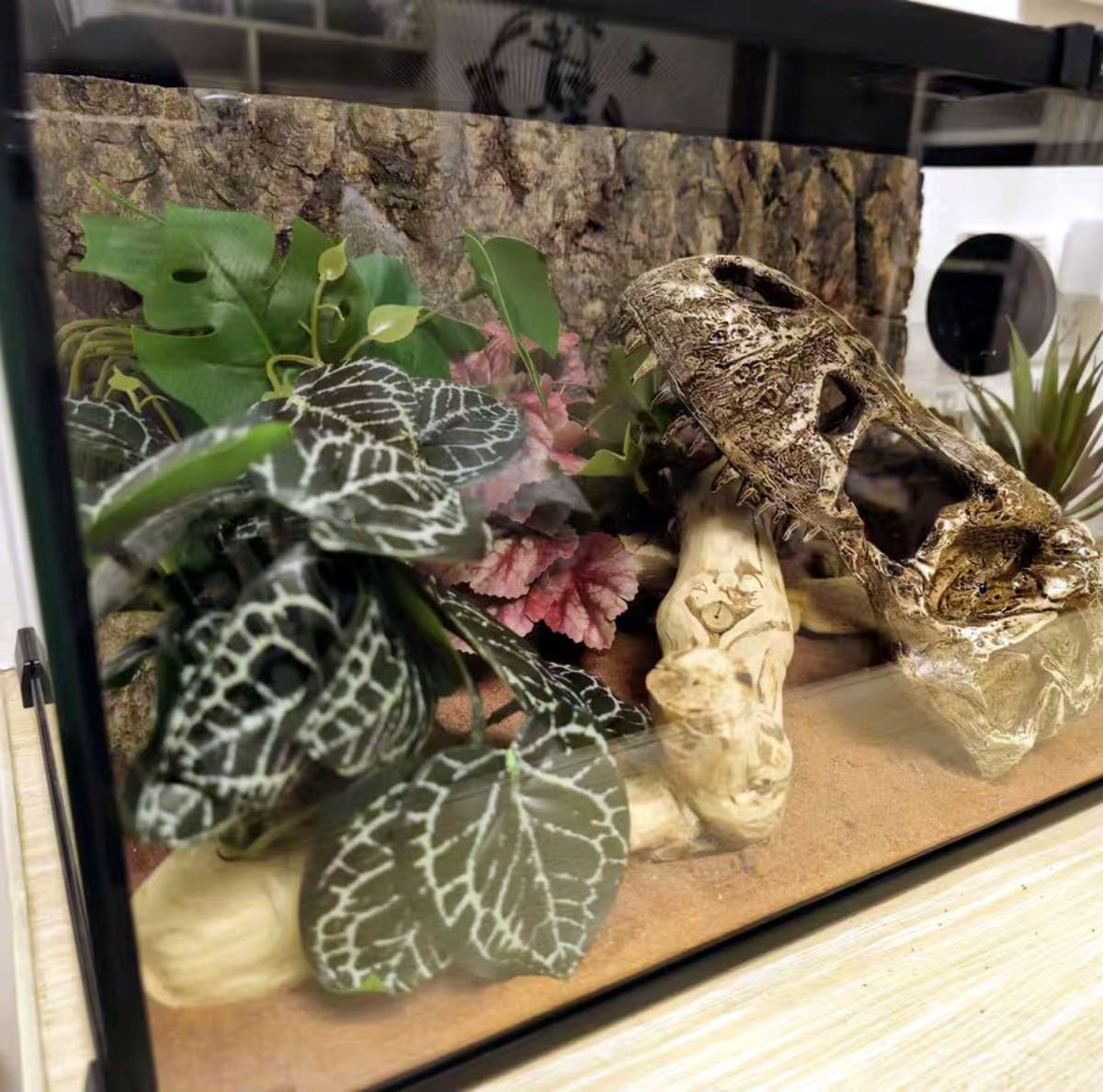 Fake Reptile Plants for Terrarium,Habitat Decor,Artificial Plant | Reptile Terrarium Decor,Fake Plants with Base for Bearded Dragon Gecko Tortoise Snake Tank Accessories-Monstera