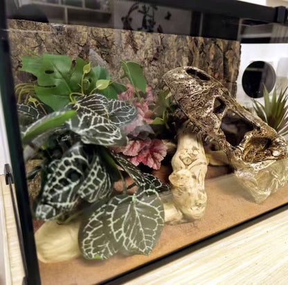 Fake Reptile Plants for Terrarium,Habitat Decor,Artificial Plant | Reptile Terrarium Decor,Fake Plants with Base for Bearded Dragon Gecko Tortoise Snake Tank Accessories-Monstera