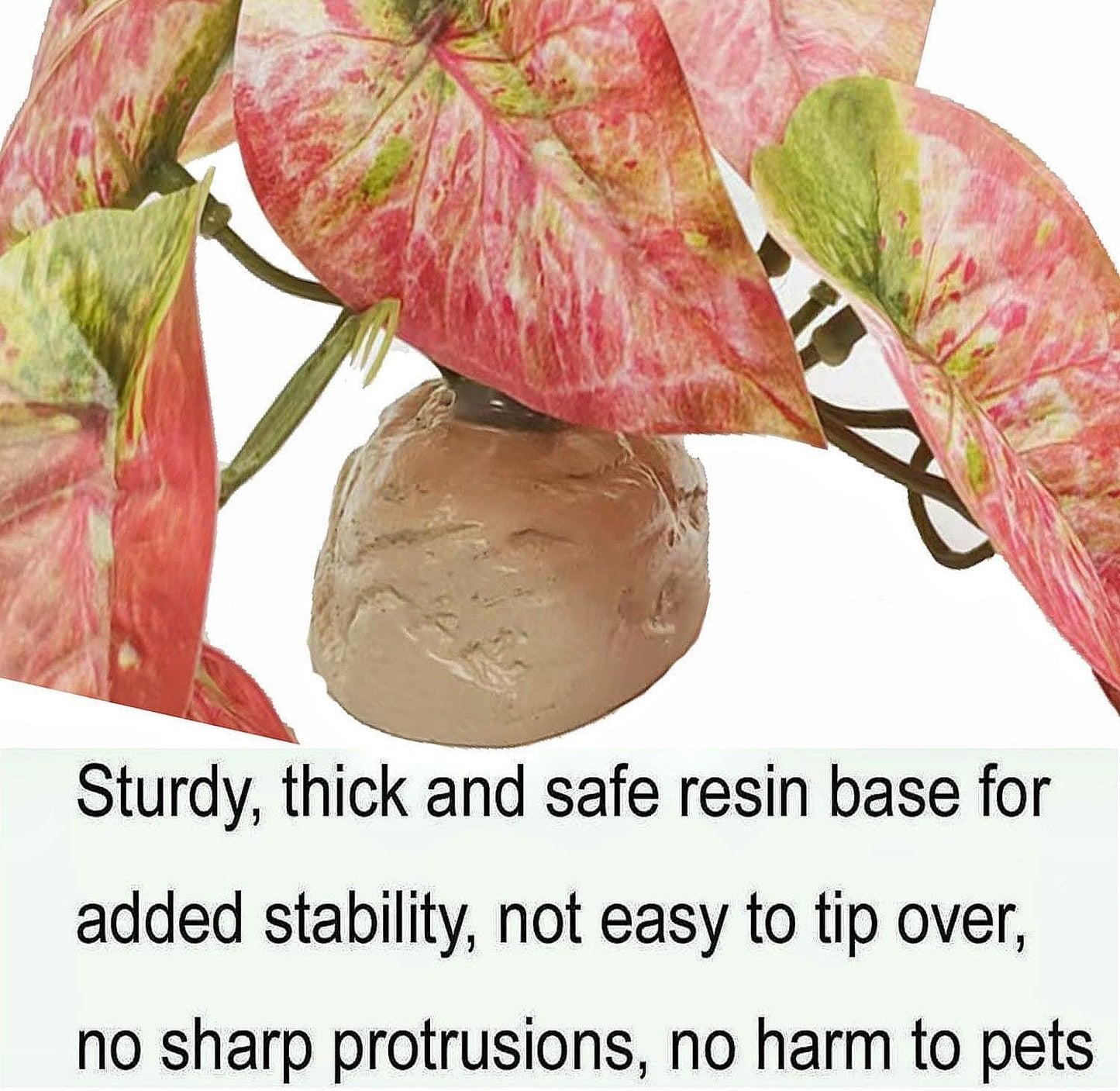 Fake Reptile Plants for Terrarium,Habitat Decor,Artificial Plant | Reptile Terrarium Decor,Fake Plants with Base for Bearded Dragon Gecko Tortoise Snake Tank Accessories-Monstera