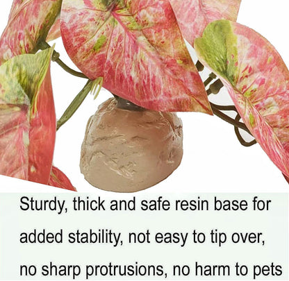Fake Reptile Plants for Terrarium,Habitat Decor,Artificial Plant | Reptile Terrarium Decor,Fake Plants with Base for Bearded Dragon Gecko Tortoise Snake Tank Accessories-Monstera