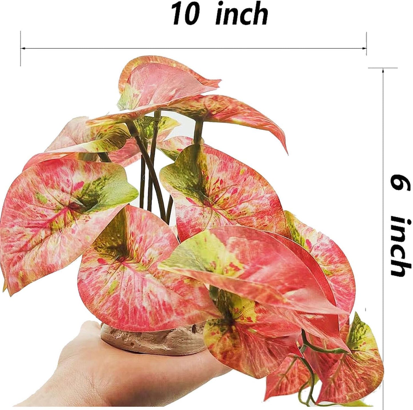 Fake Reptile Plants for Terrarium,Habitat Decor,Artificial Plant | Reptile Terrarium Decor,Fake Plants with Base for Bearded Dragon Gecko Tortoise Snake Tank Accessories-Monstera
