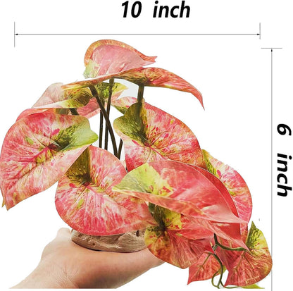 Fake Reptile Plants for Terrarium,Habitat Decor,Artificial Plant | Reptile Terrarium Decor,Fake Plants with Base for Bearded Dragon Gecko Tortoise Snake Tank Accessories-Monstera