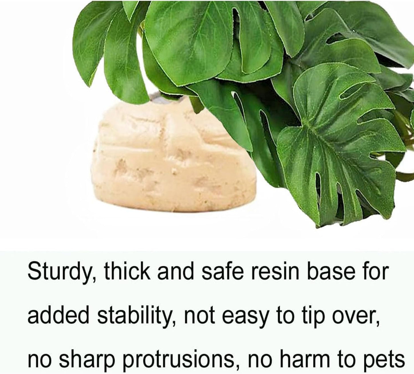 Fake Reptile Plants for Terrarium,Habitat Decor,Artificial Plant | Reptile Terrarium Decor,Fake Plants with Base for Bearded Dragon Gecko Tortoise Snake Tank Accessories-Monstera