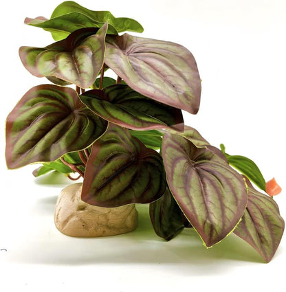 Fake Reptile Plants for Terrarium,Habitat Decor,Artificial Plant | Reptile Terrarium Decor,Fake Plants with Base for Bearded Dragon Gecko Tortoise Snake Tank Accessories-Monstera