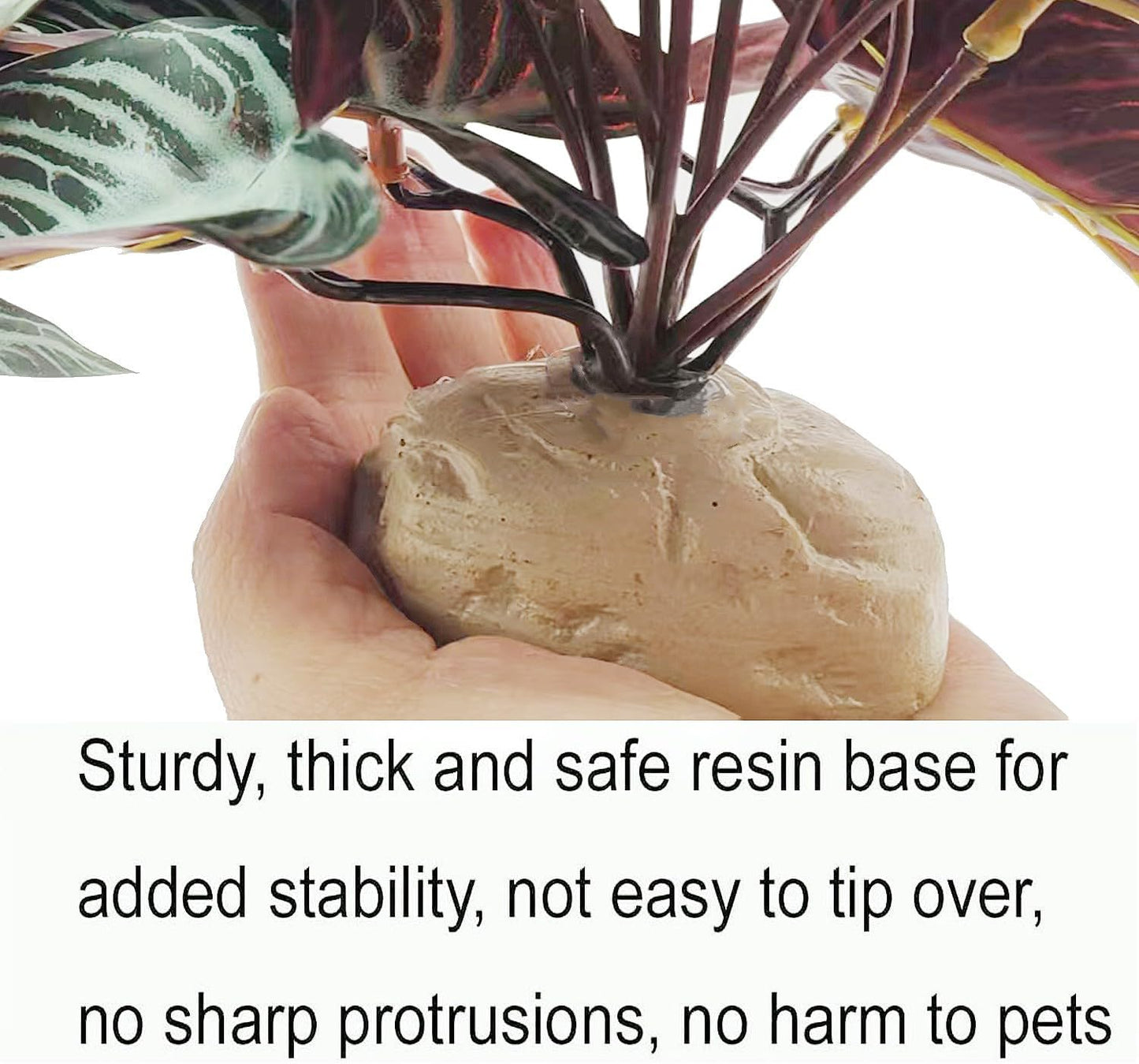 Fake Reptile Plants for Terrarium,Habitat Decor,Artificial Plant | Reptile Terrarium Decor,Fake Plants with Base for Bearded Dragon Gecko Tortoise Snake Tank Accessories-Monstera