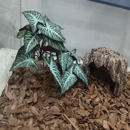 Fake Reptile Plants for Terrarium,Habitat Decor,Artificial Plant | Reptile Terrarium Decor,Fake Plants with Base for Bearded Dragon Gecko Tortoise Snake Tank Accessories-Monstera