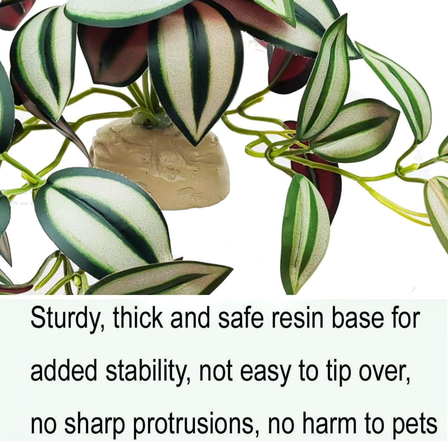 Fake Reptile Plants for Terrarium,Habitat Decor,Artificial Plant | Reptile Terrarium Decor,Fake Plants with Base for Bearded Dragon Gecko Tortoise Snake Tank Accessories-Monstera