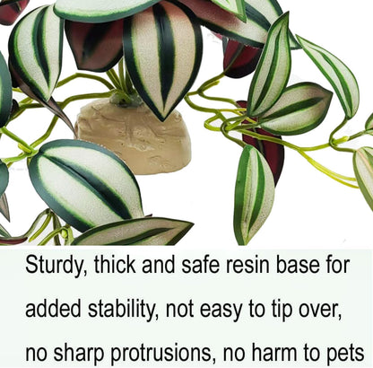 Fake Reptile Plants for Terrarium,Habitat Decor,Artificial Plant | Reptile Terrarium Decor,Fake Plants with Base for Bearded Dragon Gecko Tortoise Snake Tank Accessories-Monstera