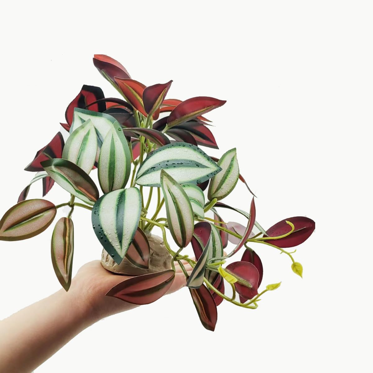 Fake Reptile Plants for Terrarium,Habitat Decor,Artificial Plant | Reptile Terrarium Decor,Fake Plants with Base for Bearded Dragon Gecko Tortoise Snake Tank Accessories-Monstera